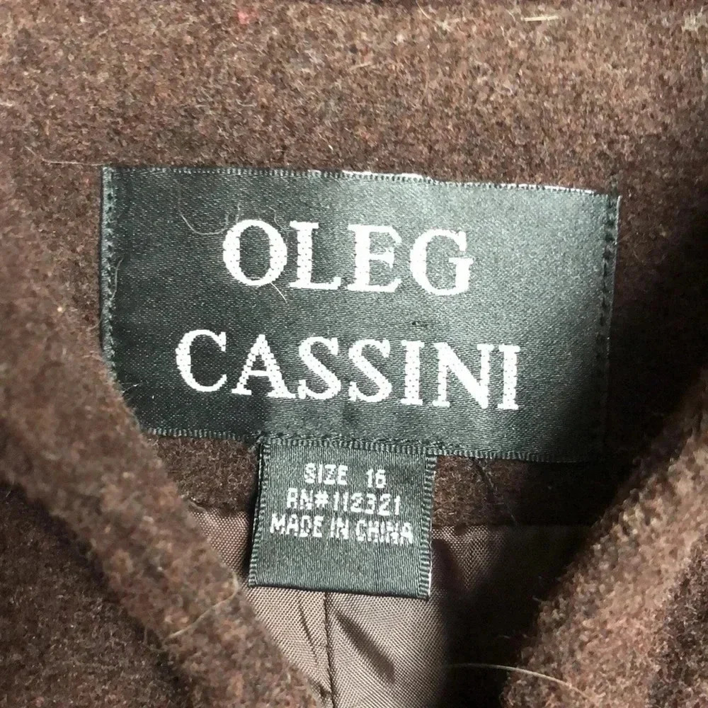 Oleg Cassini Brown Wool Blend Coat. Size 16 - Picture 3 of 7